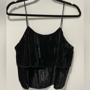 Zara black velvet spaghetti strap top. WB Collection. size L